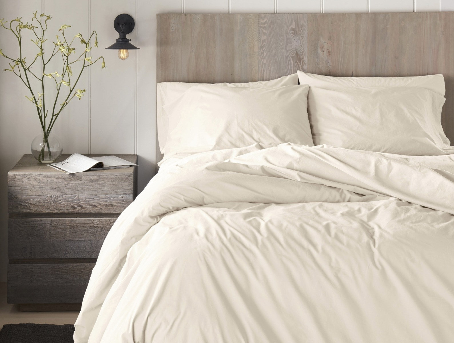Refined Organic Percale Sheet Set, Alpine White, Full Sheet Set with 2 Pillowcases