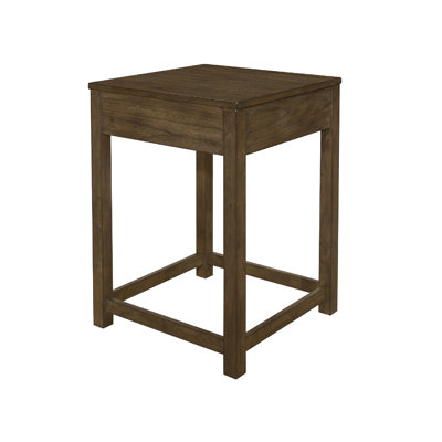 Belinda Corner Table, 22 Inch Top, Stretcher Base, Brown Gray Veneer