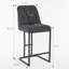 2 tabourets de bar rembourrés modernes, structure en métal robuste et à boutons, siège rembourré confortable - gris pour la cuisine, le bar, la salle à manger de 2 dossiers, le cadre,-472065535