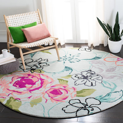 Tapis bleu sarcelle en laine touffeté à la main Matthews