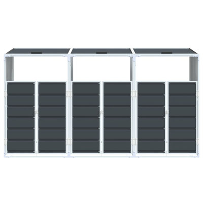 Vidaxl Wheelie Bin Storage For Triple Bins Grey 85"X31.9"X45.3" Steel