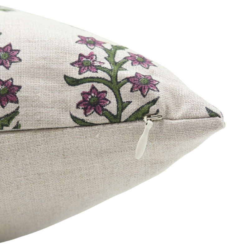 Linen Pillow Cover, Pink Floral, Rectangle, 14" H x 20" W