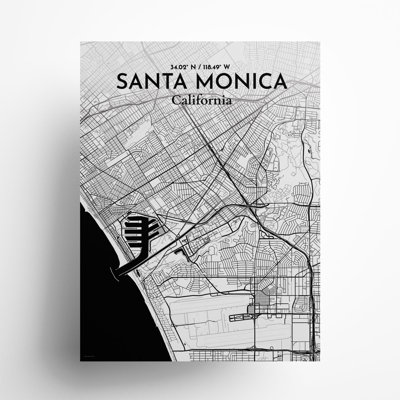 Santa Monica, carte de la ville, impression