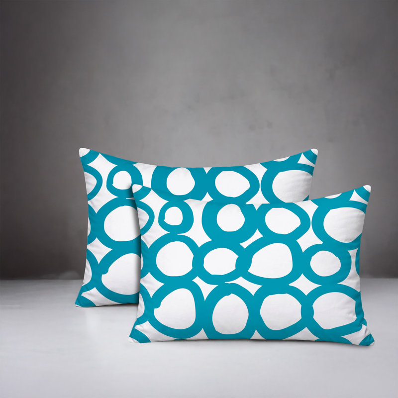 Oreiller réversible intérieur / extérieur Famo, 20x14, Turquoise