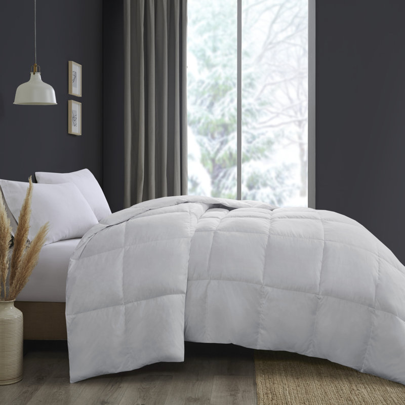 Sleep Philosophy Heavy Warmth Goose Feather and Down Oversize Comforter, Twin/Twin XL Comforter, Light Gray