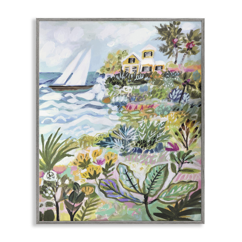 Scène nautique abstraite - impression d'un cadre photo sur bois, H 30 po x l 24 po x P 1,5 po, Estampe numérique Farmhouse