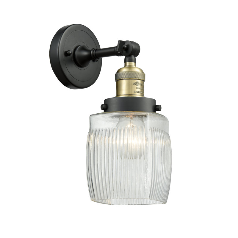 Applique murale 1 lumière pour salle de bain Mireya, Ampoule incandescente rétro de 60 watts, Laiton antique noir