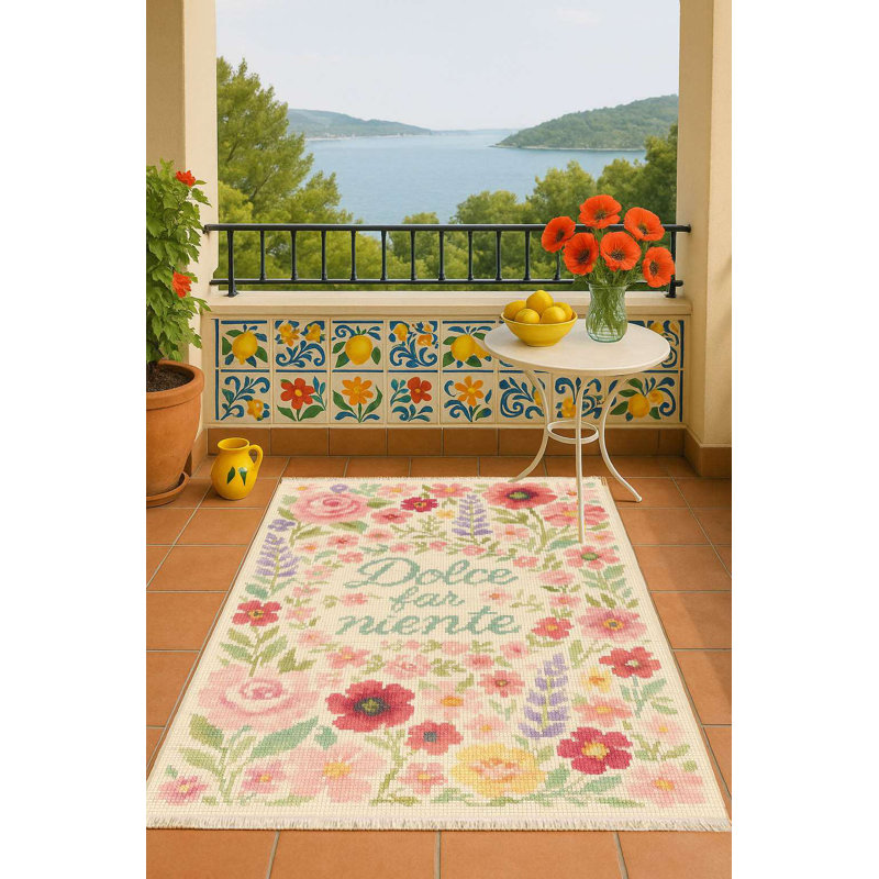 Tapis pastel à motif floral "Dolce Far Niente"