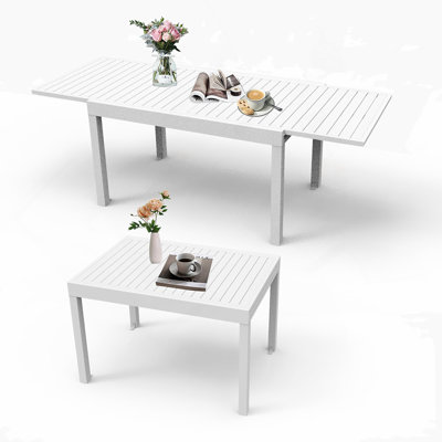 Aluminum Patio Extendable Dining Table 35"- 71", Adjustable Indoor Outdoor Patio Dining Table