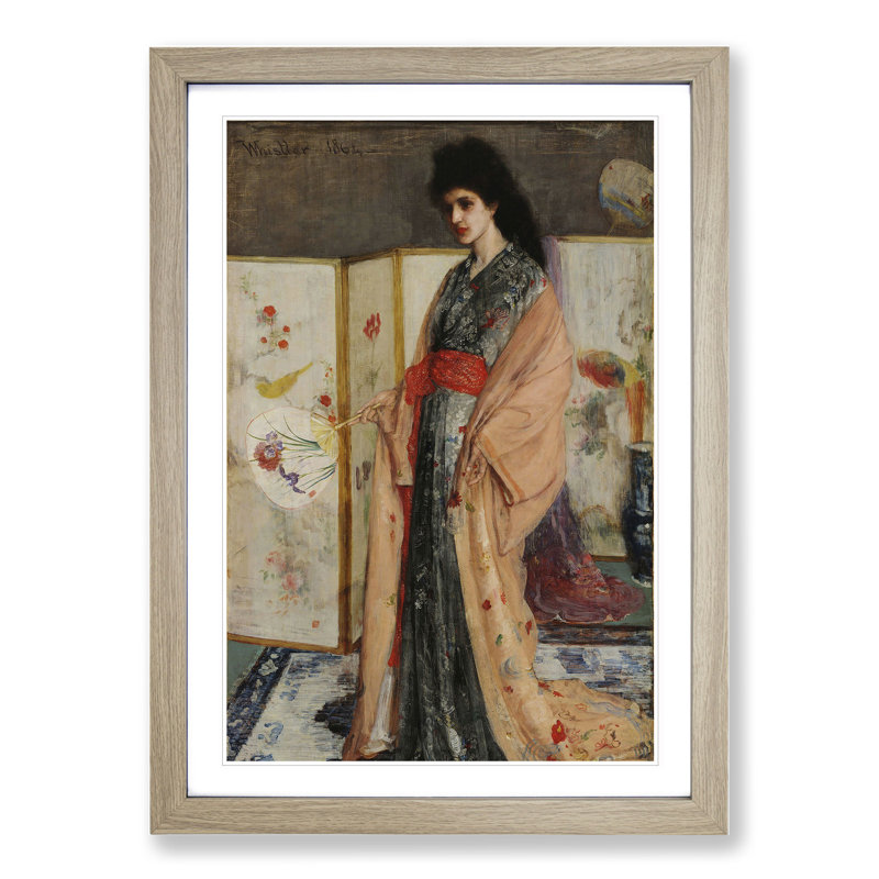 Lady in a Kimono by James Mcneill Whistler - Picture Frame Painting, 36cm H x 27cm W x 2cm D, Oak Framed
