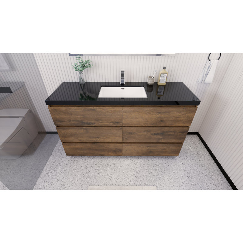 Base de meuble-lavabo simple 60 po autoportant 60 po seulement, Bois de rose