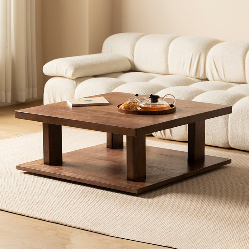 Simple modern coffee table, 14.96" H x 35.43" L x 35.43" W, Brown