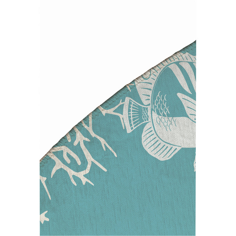 Tapis d'extérieur Coral & Seahorse, Rond 5 pi