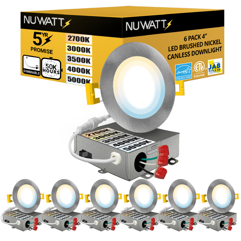 Ultra Slim Brushed Nickel 4-Inch LED Canless Recessed Downlight Kit