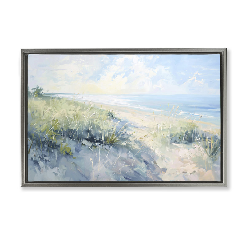  «Sunny Day At The Coast», toile flottante encadrée par Gina Kelly, H 21 po x l 31 po, Cadre flottant gris lustré