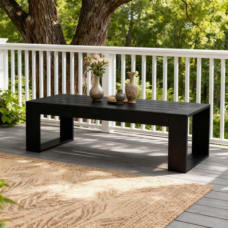 Rectangular Outdoor Coffee Table , 110cm W 61cm D, Black