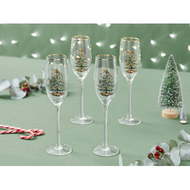 Spode~Christmas Tree~Stemless Wine Glass~Gold Trim~NWT