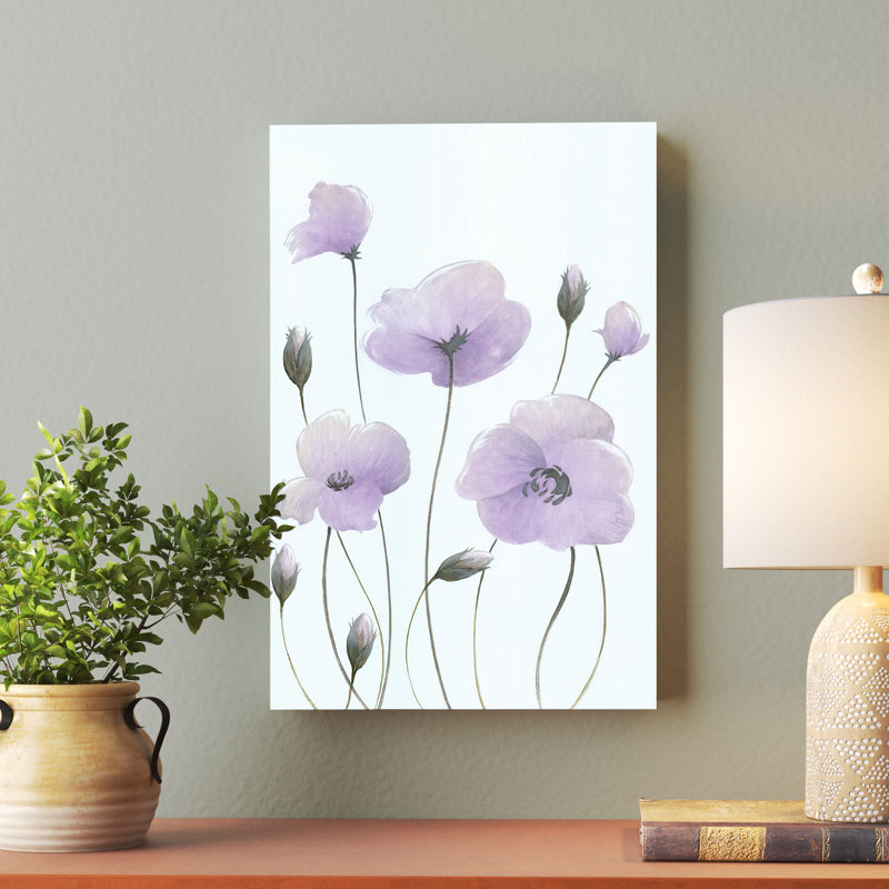Fleurs de printemps mauves - peinture sur toile tendue, H 18 po x l 12 po