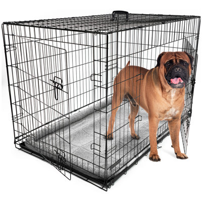 Dog Crate with Removable Tray and Bed