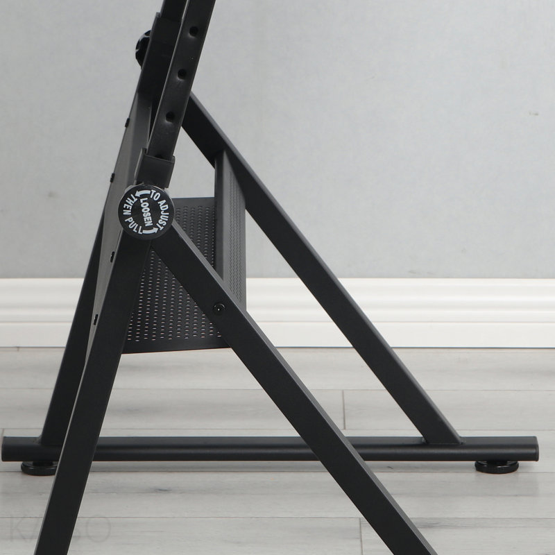 Table à dessin noire réglable en verre trempé avec chaise