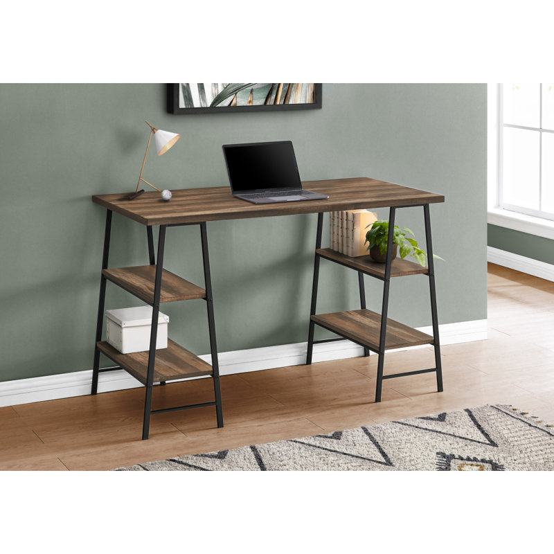 Bureau d'ordinateur, bureau personnel, ordinateur portable, tablettes de rangement, L 48 po, travail, métal stratifié, contemporain, moderne