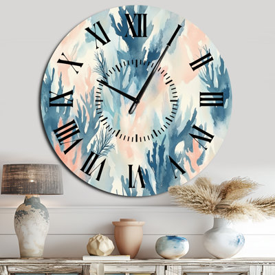 Corail et motif d'algues marines - Horloge murale