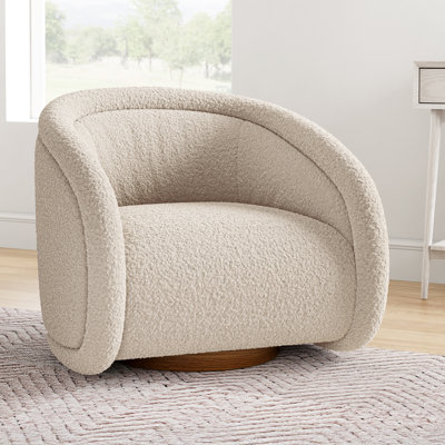 Fauteuil d'appoint pivotant en tissu Motter, couleur beige