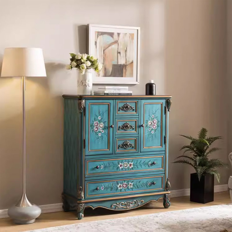 Armoire d'appoint en bois manufacturé bleu massif, Bleu
