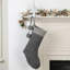 Grey Chunky Knit Pom Pom Christmas Stocking