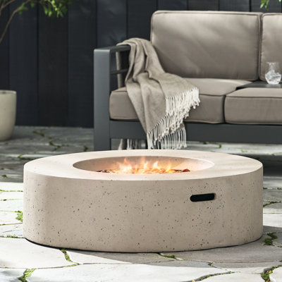 50,000 Grey Concrete Fire Pit - Safe Handling Round Pit, Minimalist Look