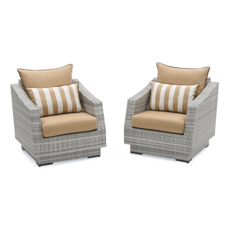 Fionnula 4 Person Rattan Sunbrella Seating Group with Cushions, Canvas Heather Beige Sunbrella® Canvas