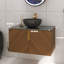 Meuble-lavabo mural moderne en contreplaqué de 30 po avec comptoir en pierre frittée et lavabo en céramique