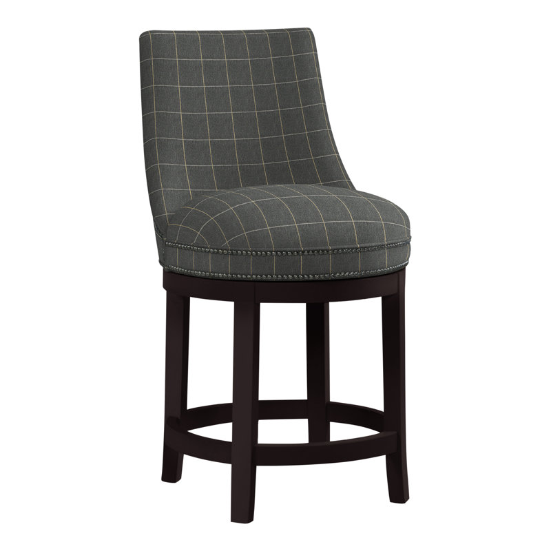 Vesper Upholstered Counter Stool with Solid Wood Frame, Espresso, Perigold Youngman Zinc