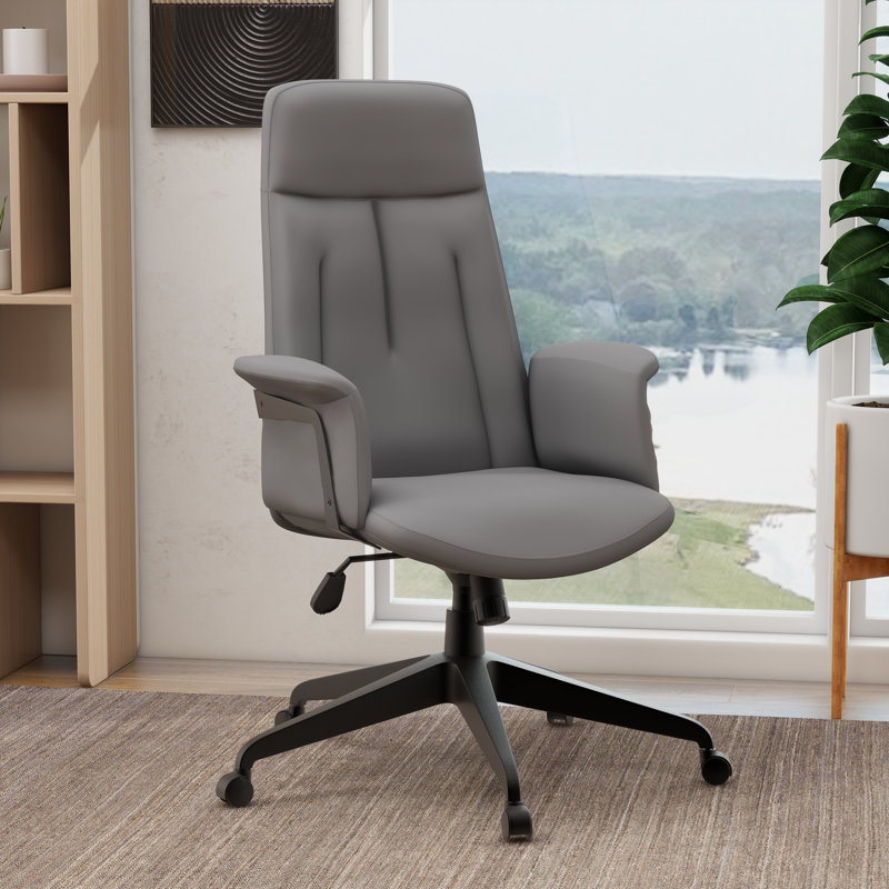 Fauteuil de bureau en cuir Philander, Gris