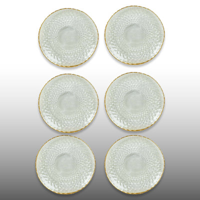 Ensemble de 6 assiettes rondes en verre à facettes rondes texturées