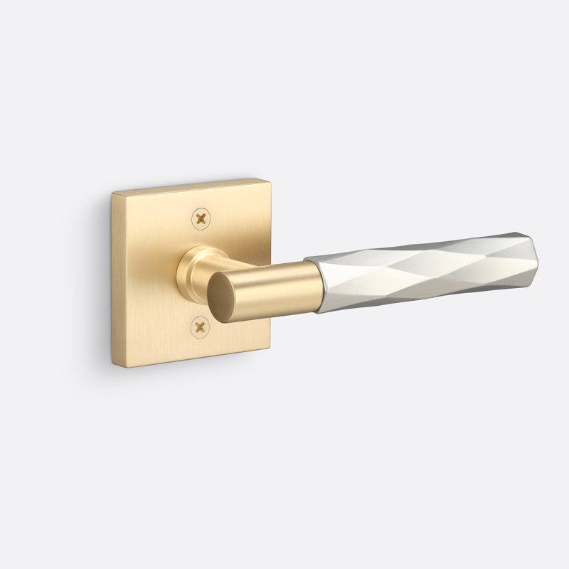 Aspra Square Dummy Rosette, Vertex Grip, Satin Brass/Satin Nickel, Single Dummy