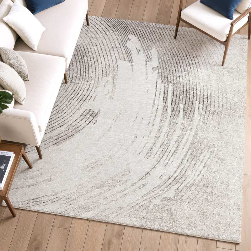 Premium Machine Washable Mayfield AMF2133 swirls Rug, 8' x 10', Ivory