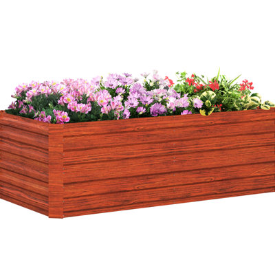 Dark Brown Raised Planter Bed, 6'x3'x2'. Metal Box For Veggies, Flowers & Herbs. Reinforced, Open Bottom, Spacious Outdoor Gardening Area Kit Garden Bed Kit, Large Vegetables, Flowers, Open-bottomed,