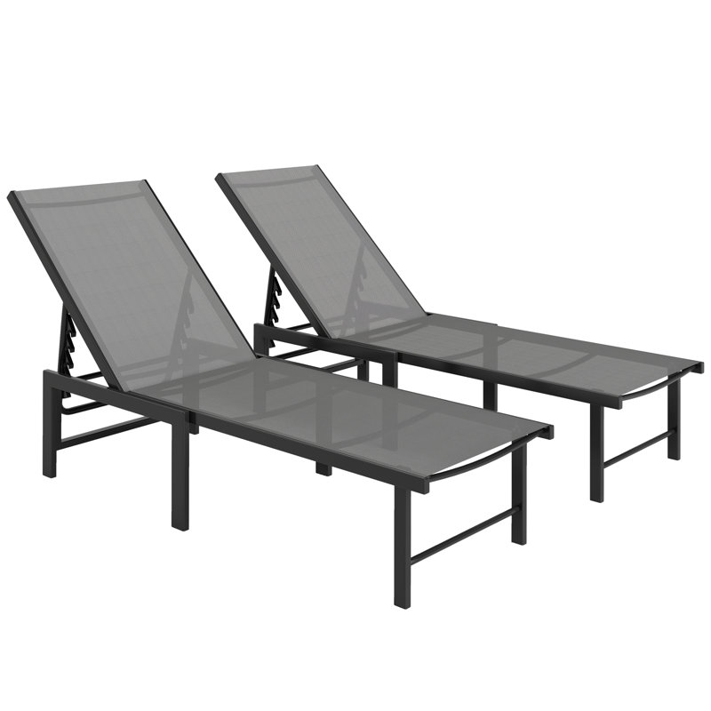186cm Long Chaise Lounge Set, Grey