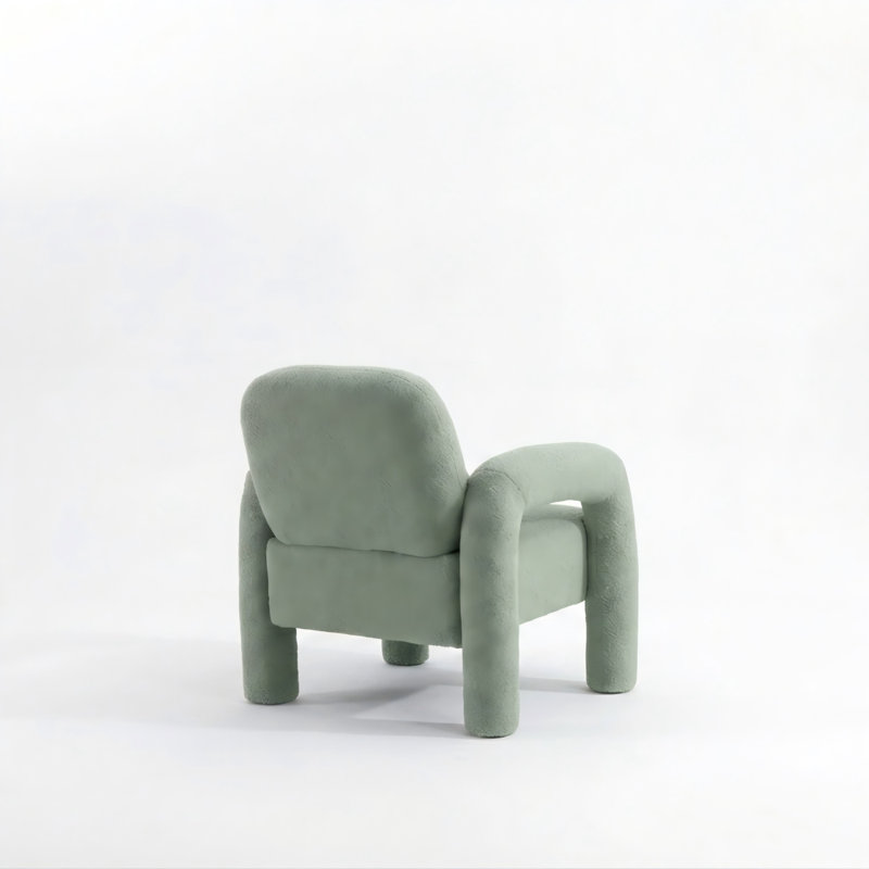 Upholstered Armchair, Green Polyester