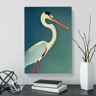Heron Painting Mid Century - Wrapped Canvas