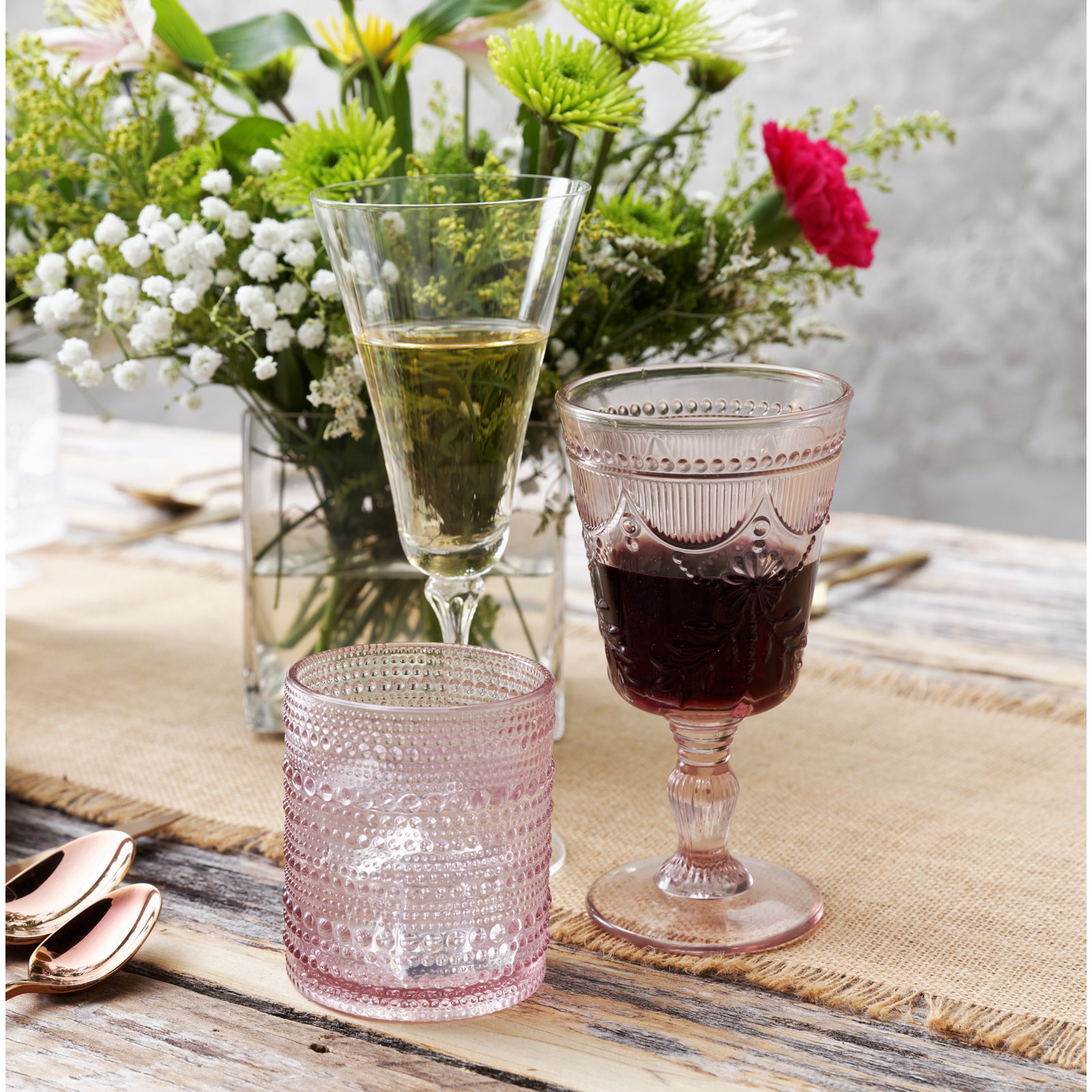 Debutante Glass Goblet, Pink