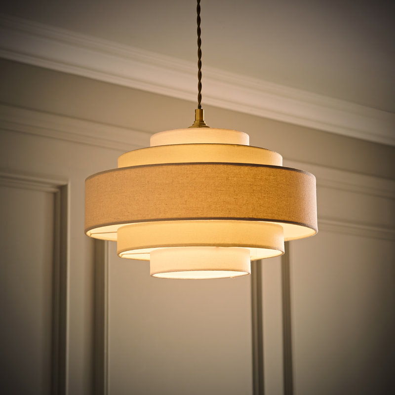 19cm H Linen Drum Pendant Shade ( Clip On ), Cream, No