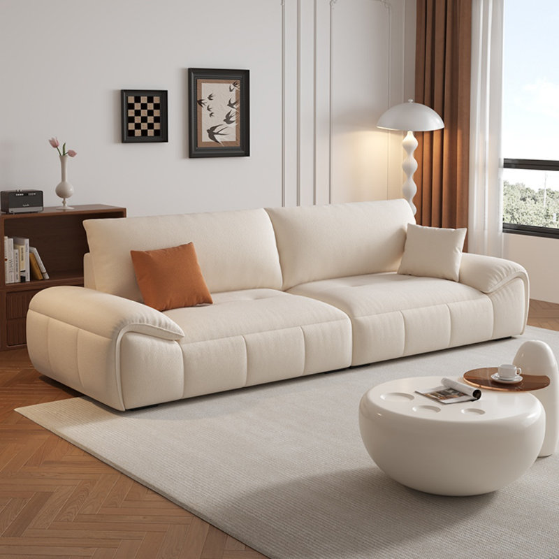Canapé simple de style crème, Blanc cassé, H 33,8 po x l 94,5 po x P 37,4 po