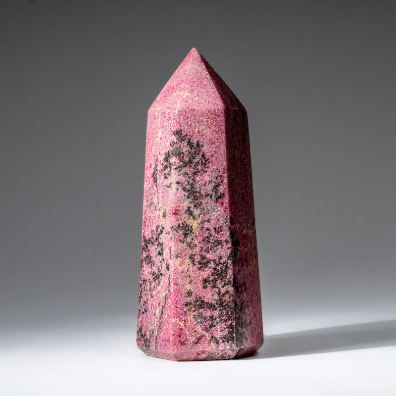 Véritable pointe de rhodonite impériale polie authentique de Madagascar (2,8 lb)