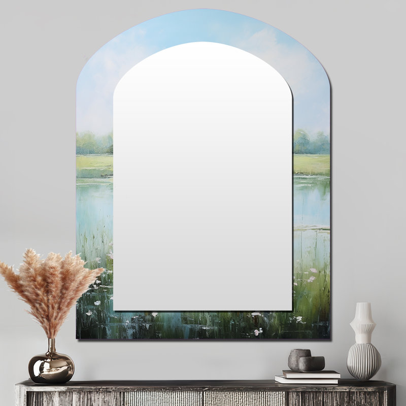 Meadow Tranquil Waters I - Miroir décoratif sur arche Paysages, 43 po x 33 po