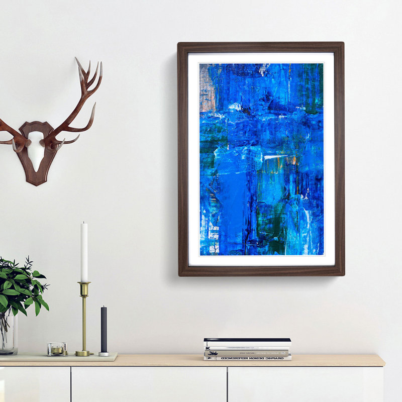 Abstract Art Painting Vol.199 by S.Johnson - Picture Frame Painting Print, 87cm H x 62cm W x 2cm D, Walnut Framed