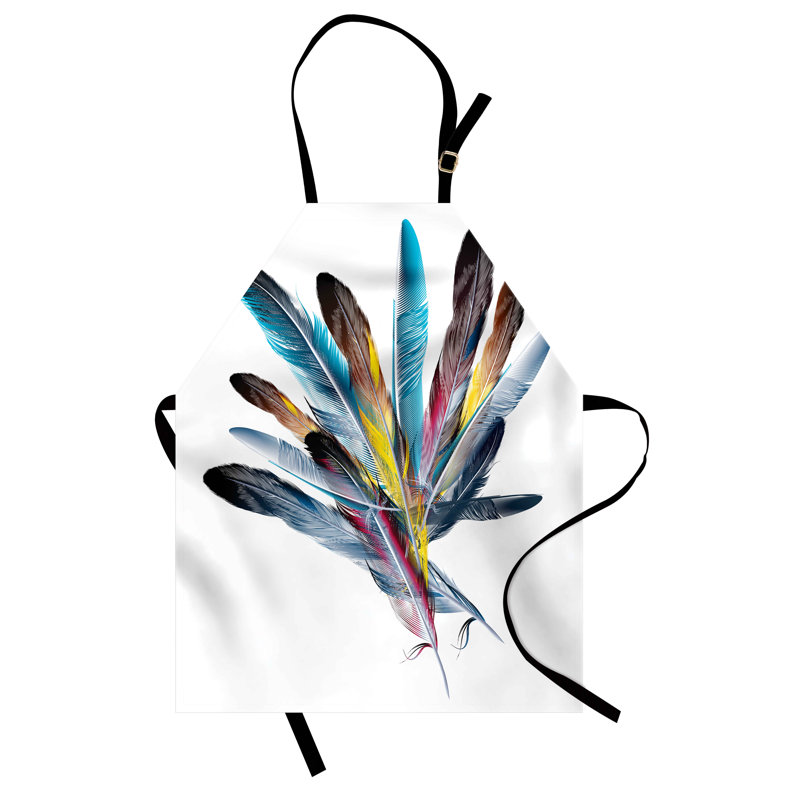 Multicolore East Urban Home, tablier rétro unisexe avec plumes colorées