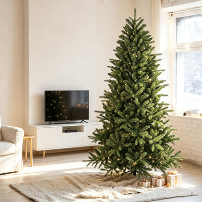 Arbre de Noël artificiel 6 pi 1168 pointes de branches articulées en pin polychlorure de vinyle (PVC) avec aiguilles mixtes Support facile à assembler pour la décoration des Fêtes