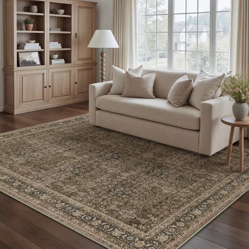 Kellems Vintage Machine Washable Area Rugs For Living Room With Non-Slip Backing, Rectangle 4' x 6'